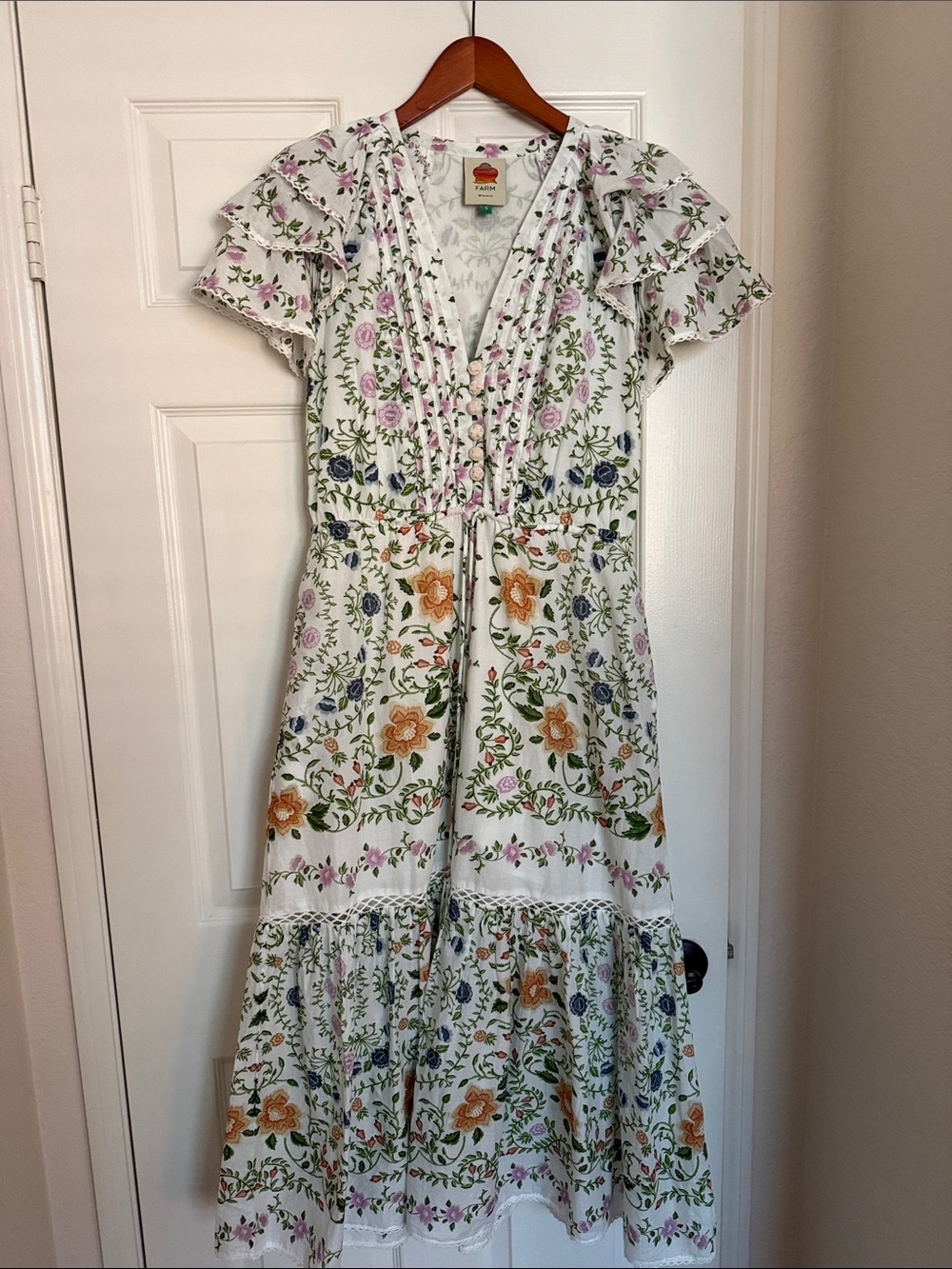 Farm Rio Floral White Maxi Dress Gorgeous!!! 100% cotton. From Saks- worn once.
